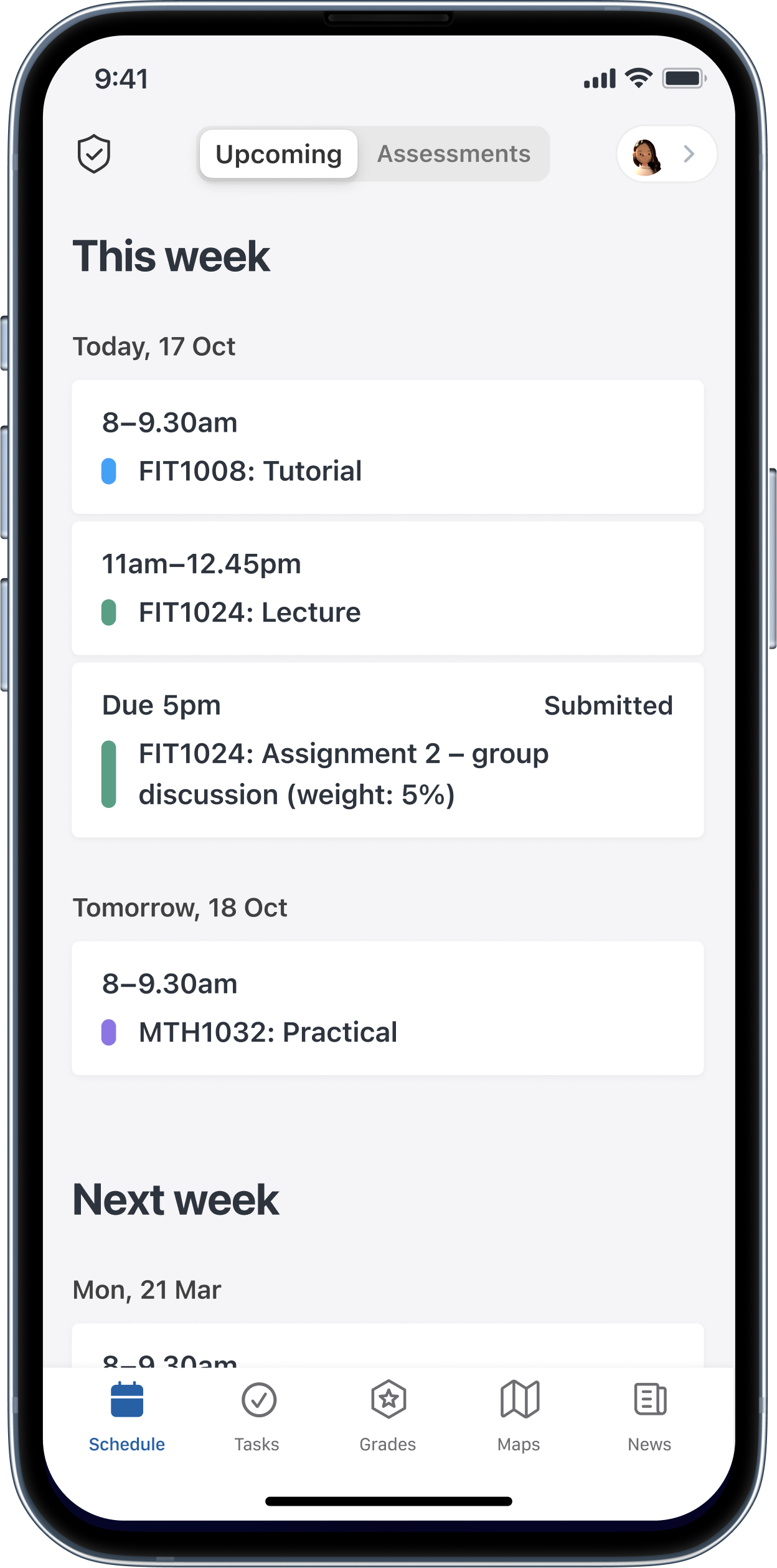 a mobile device showing Monash Study app